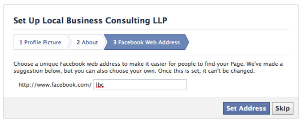 Step 6: Select Facebook Address